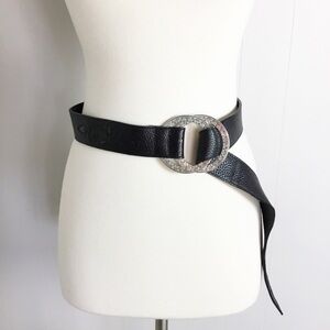 Brighton Leather Black Belt With Silver Size S